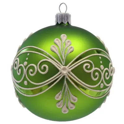 Obrázek produktu pro Koule zelená bílé ornamenty