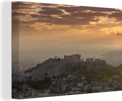 Obrázok produktu pre OneMillionCanvasses® - Maľba na plátne - Obraz na plátne Nástenná maľba na plátne - Atény - Západ slnka - Parthenón - 150x100cm - Fotografia na plátne