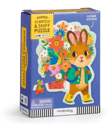 Productafbeelding van Mudpuppy Puzzel met felicitatie: Konijntje met bloemenboeket