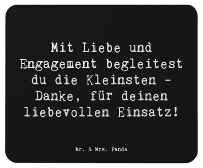 Produktbild von Mr. & Mrs. Panda Mousepad Spruch Liebevolle Erzieher - Schwarz - Geschenk, mausteppich, Mouse Pad, Danke sagen, computer, Aufmerksamkeit, liebevoller Einsatz, Mauspad