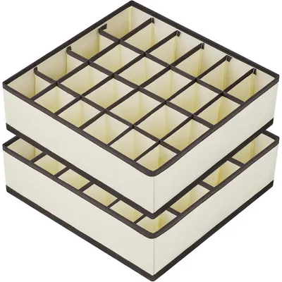 Produktbild von Aufbewahrungsboxen Unterwäsche 24 Zellen Beige 30x30x9cm 2 Stück