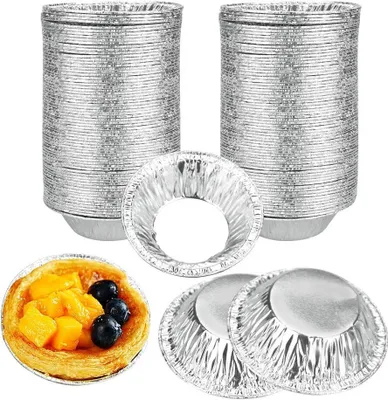 Produktbild von 250 Stück Einweg-Tartelettformen aus Aluminium, Eierkuchenformen, Tarteformen aus Aluminiumfolie, Mini-Tartelettformen mit Antihaftbeschichtung für Gebäck, Cupcakes, Puddings, Gelee, Kuchen
