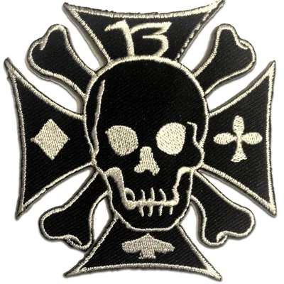 Obrázek produktu pro Chopper cross skull - nášivka, nažehlovací nášivka, nášivka, nášivky, k nažehlení, velikost: 7,5 x 8,4 cm
