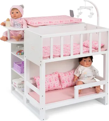 Produktbild von ELLA & PIET® Großes Puppenpflegecenter NURSERY 6in1 aus Holz (Weiß-Rosa)