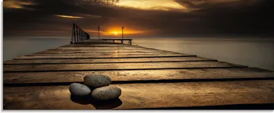 Produktbild von ARTland Glasbild Sonnenaufgang am Schwarzen Meer Größe: 125x50 cm