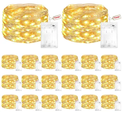 Lichterkette 20 Stück, 3 m, 30 LEDs, warmweiß, Timer, Batterie
