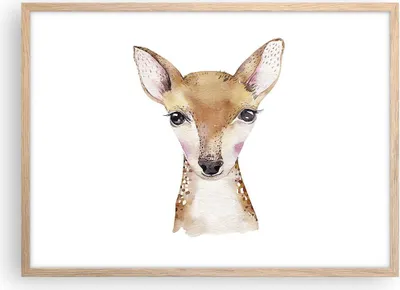 Produktbild von Gerahmtes Poster - Rahmen in heller Eiche - Damhirschkuh Grafiken Kinder - 70x50 cm - Wand Bild - Wanddeko - Wandbilder - Kunstposter - Wandposter - Bilderrahmen - Bilder - P2NAA70x50-4449