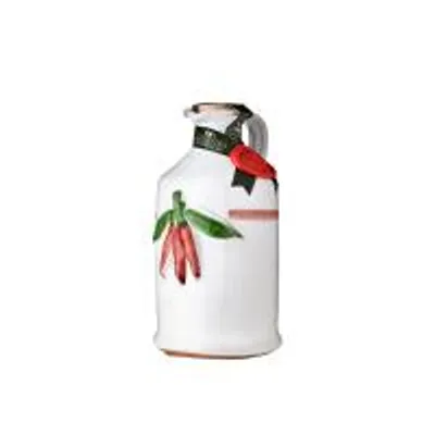 Produktbild von Handgemachter Keramikkrug mit Nativem Olivenöl Extra und  Peperoncino 250 ml Frantoio Galantino