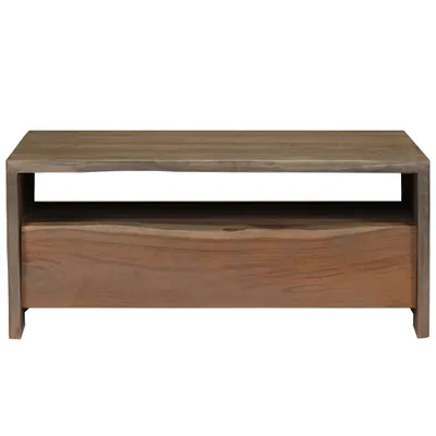 Immagine prodotto di vidaXL Tavolino in legno massiccio di acacia bordi naturali 90x50x40 cm grigio