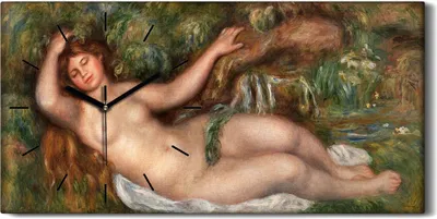 Produktbild von Küchenuhr Bürouhr Leinwand Uhr 60x30 Malerei Nackte Frauen Mädchen Bäume Kunst - schwarze Hände