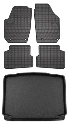 Productafbeelding van Rubberen automatten + kofferbakmat voor Skoda Fabia II 2007-2014 (hatchback) – 5-delig, zwart, op maat – Wielganizator SolidPRO