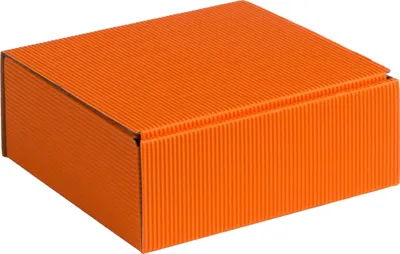 Produktbild von Geschenkbox aus offener Wellpappe, Geripptes Karton ORANGE, Format 20x19x10cm, 35 St.
