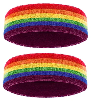 Produktbild von Regenbogen-Haarband, Herren- und Damen-Sport-, Lauf- und Fitness-Stirnband aus Baumwolle, schweißabsorbierend
