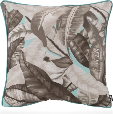 Produktbild von H.O.C.K. Amazonas Outdoor Kissen Blätter-Motiv mit Keder 50x50cm braun taupe