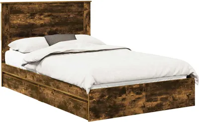 Zdjęcie produktu dla vidaXL Łóżko do przechowywania dąb wędzony 135 x 190 cm materiał drewnopochodny