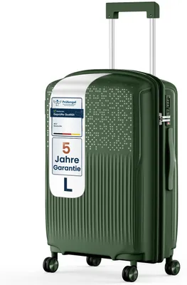 Produktbild von 4FLY Hartschalen Reisekoffer L 65,5 cm (60L) – mit TSA-Schloss, 4 Spinner-Doppelrollen, Aluminium-Teleskopgriff, Aufgabegepäck Reisegepäck, Dunkelgrün