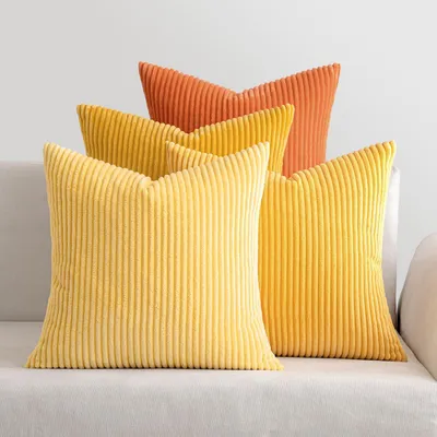 Produktbild von Set von 4 Kissenbezügen aus Kordsamt 40x40cm Orange
