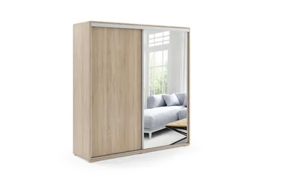 Zdjęcie produktu dla Szafa A20 sonoma z 2 drzwiami przesuwnymi, z lustrem – 200 x 62 x 245 cm