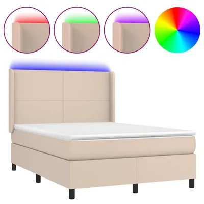 Produktbild von Boxspringbett mit Matratze & LED Cappuccino-Braun 140x200cm
