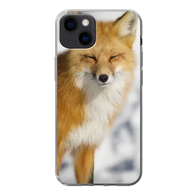 Produktbild von MuchoWow® Handyhülle Schutzhülle Hülle für iPhone 13 Fuchs - Schnee - Rot Silikon Softcase Handy Hülle - Karteninhaber