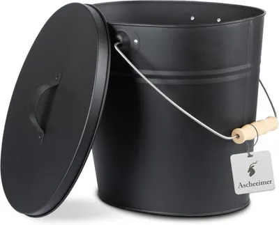 Image de Seau ovale en acier, 15 litres, avec couvercle, pour les résidus chauds