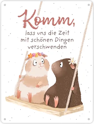Produktbild von Meerschweinchen Metallschild XL in 21x28 cm mit Spruch Zeit mit Schönem