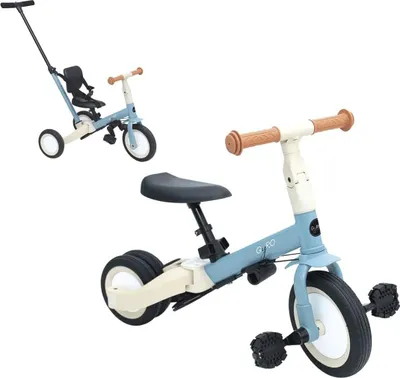 Produktbild von Olmitos Kinder-Dreirad Gyro+ 5-in-1 für Kinder von 1 bis 5 Jahren, umwandelbar zum Laufrad oder Fahrrad, Blau