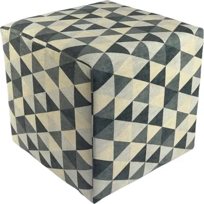 Obrázok produktu pre Velúrová stolička MERCURE 40x40 cm štvorcová - mäkká čalúnená stolička s geometrickým trojuholníkovým vzorom - sivá