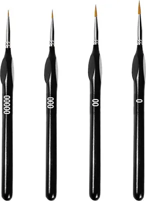 Image de Set de pinceaux fins détail 4pcs : Pinceaux de peinture par numéros pour acrylique, aquarelle, huile