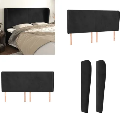 Produktbild von vidaXL Kopfteil mit Ohren Schwarz 203x23x118/128 cm Samt - Kopfteil - Kopfteile - Bett-Kopfteil - Bettkopfteil