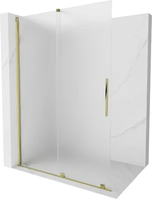 Image de Mexen Velar paroi de douche coulissante à l'italienne 160 x 200 cm, verre dépoli 8 mm, or - 871-160-000-33-50