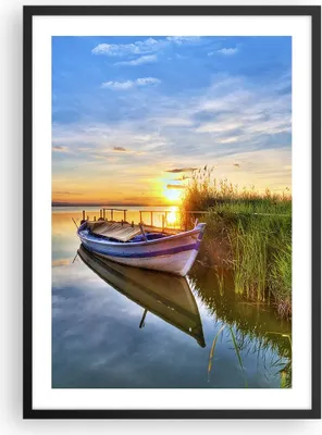 Produktbild von Gerahmtes Poster - Schwarzer Rahmen - See Boot Wasser - 50x70 cm - Wand Bild - Wanddeko - Wandbilder - Kunstposter - Wandposter - Bilderrahmen - Bilder - Kunstdruck - Wandbild - P2BPA50x70-3950