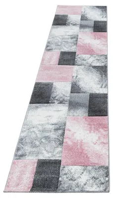 Image de Tapis de couloir pour salon, rose, motif à carreaux, dimensions 80x300 cm