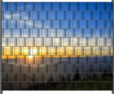 Produktbild von Wallario Zaunsichtschutz mit Motiv Sonnenaufgang über dem Schwarzwald für Ein- und Doppelstabmatten Zäune in der Größe 250 x 200 cm
