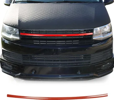 Obrázek produktu pro Lišty mřížky chladiče pro VW T6 Transporter 2015-2019 nerezová ocel červená