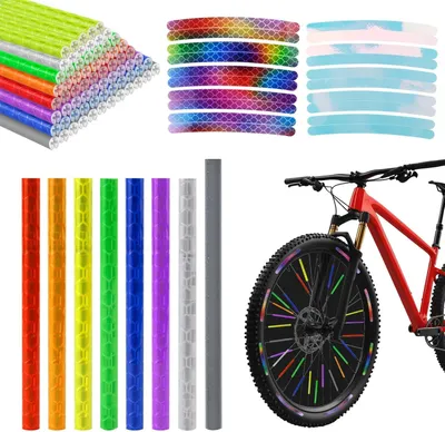 Imagen del producto de Juego de reflectores para radios, 176 unidades, 75 mm de longitud, 8 colores, para todo tipo de bicicletas