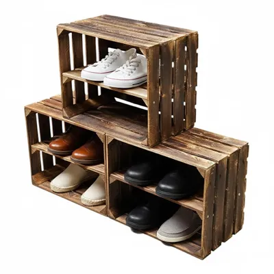 Produktbild von Holzkiste geflammt 50x40x30cm langer Boden - Regal-Box Obstkiste Weinkiste