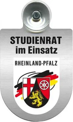 Produktbild von Einsatzschild mit Saugnapf - Studienrat im Einsatz - incl. Regionenwappen nach Wahl 393877 Color - Region Rheinland-Pfalz