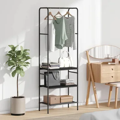 Produktbild von Möbel Kleiderständer mit Regalen Schwarze Eiche 60 x 30 x 171 cm - Garderobenständer 868457