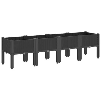 Zdjęcie produktu dla vidaXL Sadzarka z nogami czarna 160x40x42 cm PP