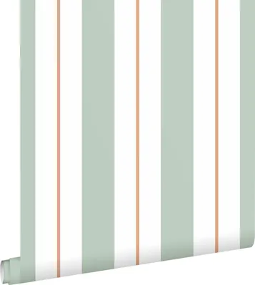 Immagine prodotto di ESTAhome carta da parati strisce verde menta e terracotta 50 x 900 cm