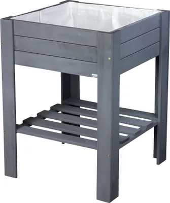 Produktbild von WAGNER GreenFAMILY Hochbeet GreenBOX Light - 53,5 x 53,5 x 70 cm, Massivholz, anthrazit, Regalboden & Pflanztasche - 25035001