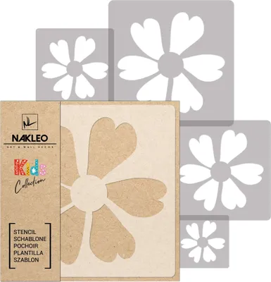 Produktbild von Schablonen Malen für Kinder, 5 Stück Set 9x9 cm bis 34x34 cm Blume Pflanze Blütenstand, Wiederverwendbare Kunststoff für Kinderzimmer Malvorlage Raumdekoration