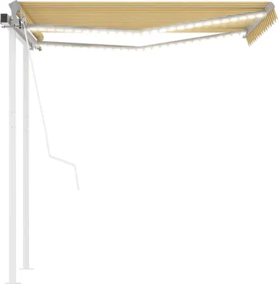 Obrázek produktu pro automatická markýza vidaXL s LED a větrným senzorem 3,5x2,5 m žlutá/bílá