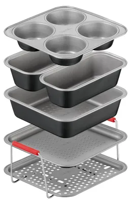 Image de Ensemble d'accessoires pour friteuse à air Tefal Dail'Easy (6 pièces), comprenant un plateau perforé