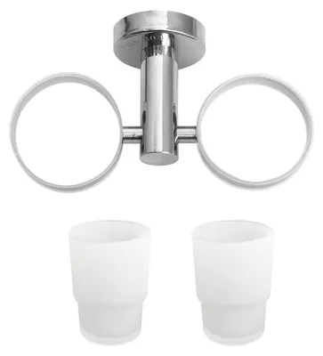 Produktbild von Zahnbürstenhalter Edelstahl Silber mit 2 Glasbechern Wandmontage
