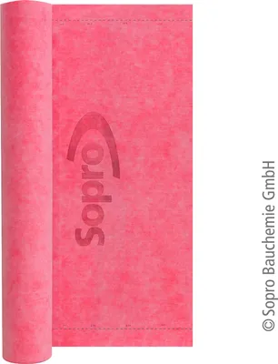 A rolled-up pink sheet with a logo printed on it, set against a white background.