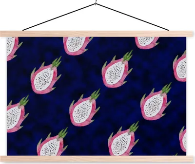 Produktbild von MuchoWow® Textilposter Drachenfrucht - Blau 60x40 cm mit holzfarbenen Rahmen - Bilder