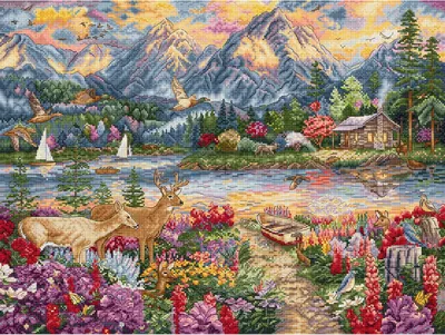 Produktbild von Letistitch-Stickset „Spring Mountain Majesty“, 45 x 34 cm, zum Selbermachen