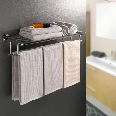 Produktbild von Famanu Handtuchregal 60 cm - Doppelter Handtuchhalter aus Edelstahl